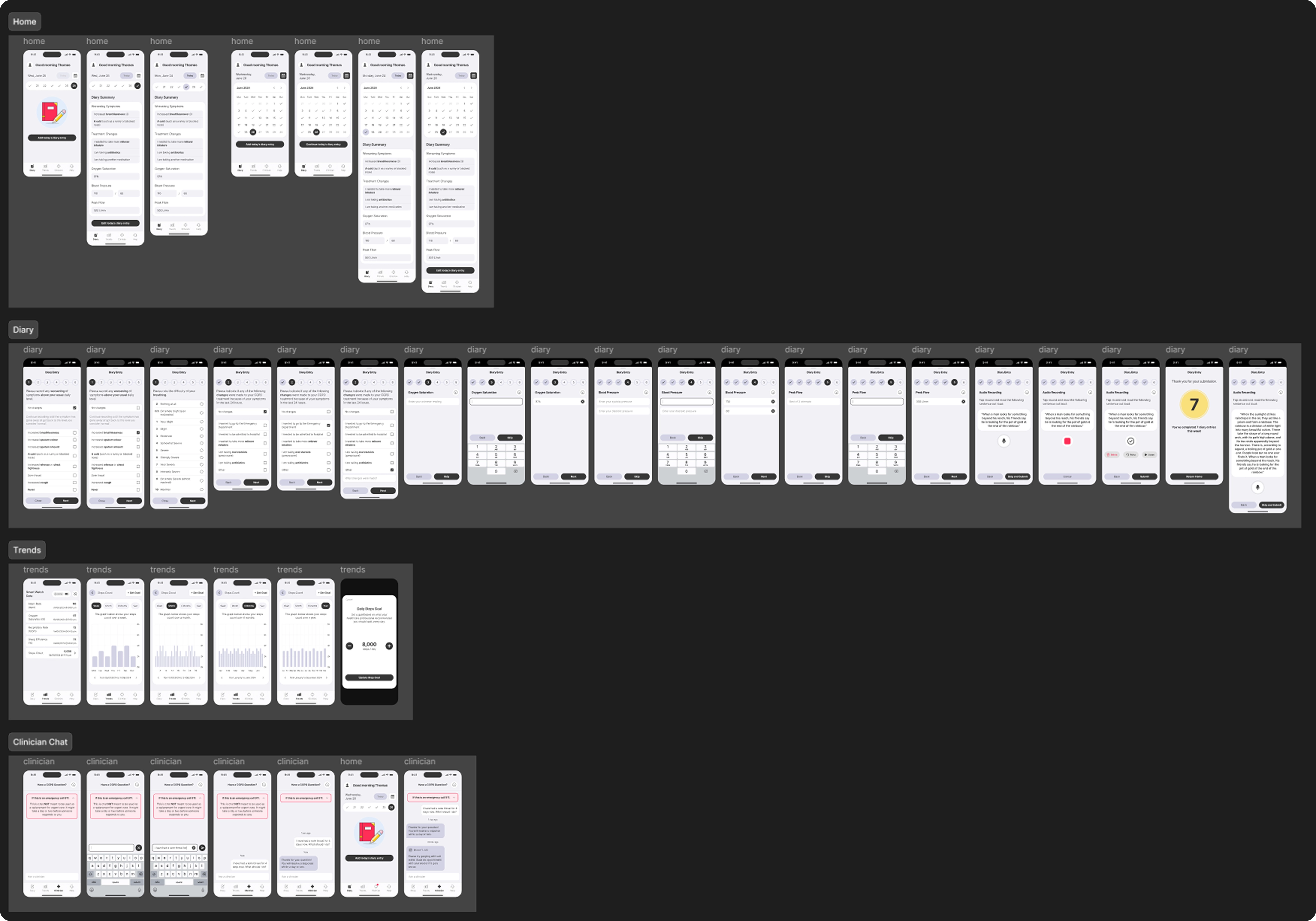 figma screenshot showing mobile app designs